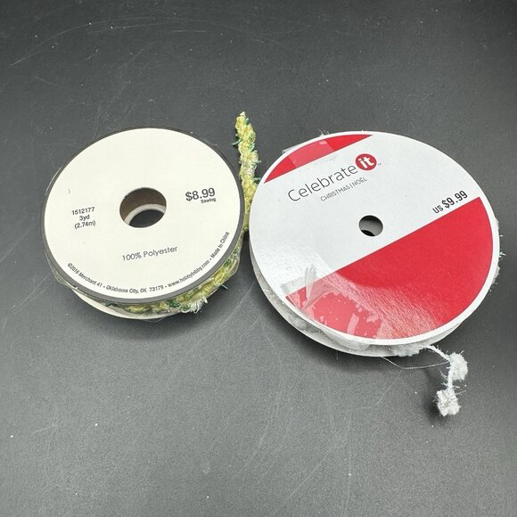 Craft Ribbon Trim Lot of 9 Lace Glitter Crinkle Cut Edge Satin Chiffon Ruffle - Picture 14 of 14